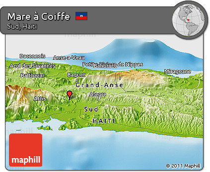 Physical Panoramic Map of Mare à Coiffe