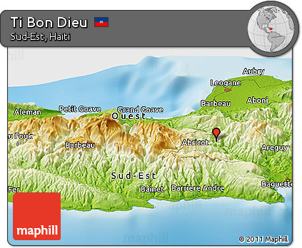 Physical Panoramic Map of Ti Bon Dieu