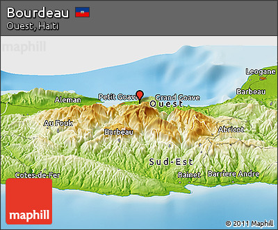 Physical Panoramic Map of Bourdeau