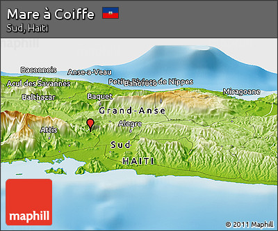 Physical Panoramic Map of Mare à Coiffe