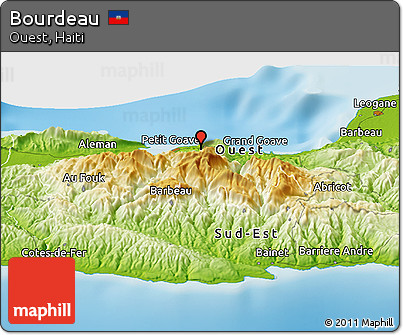 Physical Panoramic Map of Bourdeau