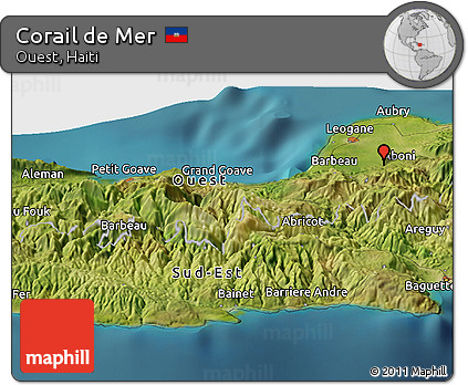 Satellite Panoramic Map of Corail De Mer