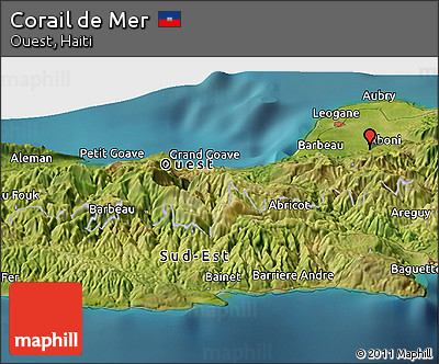Satellite Panoramic Map of Corail De Mer