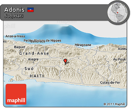 Shaded Relief Panoramic Map of Adonis