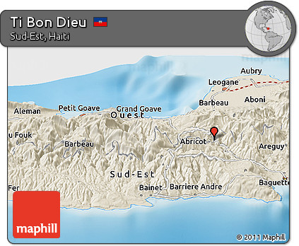 Shaded Relief Panoramic Map of Ti Bon Dieu