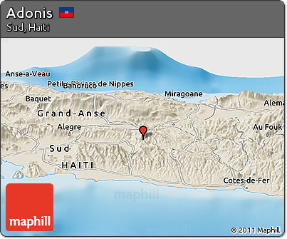 Shaded Relief Panoramic Map of Adonis