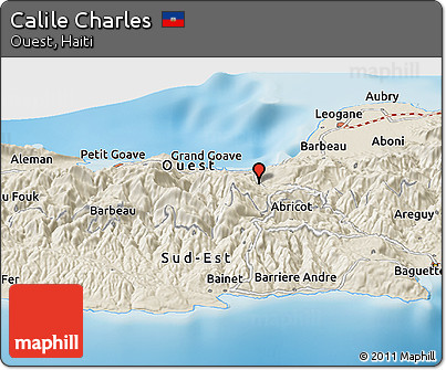 Shaded Relief Panoramic Map of Calile Charles