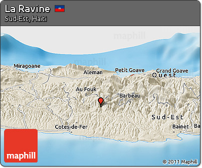 Shaded Relief Panoramic Map of La Ravine