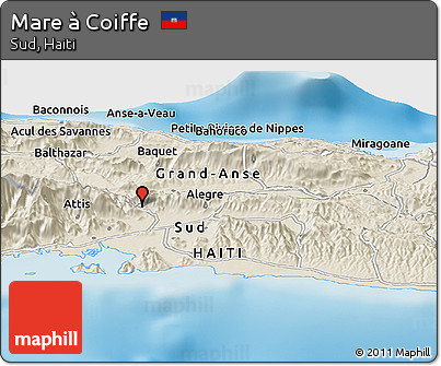 Shaded Relief Panoramic Map of Mare à Coiffe