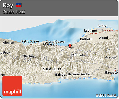 Shaded Relief Panoramic Map of Roy