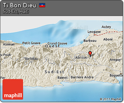 Shaded Relief Panoramic Map of Ti Bon Dieu