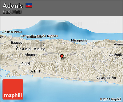 Shaded Relief Panoramic Map of Adonis