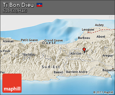 Shaded Relief Panoramic Map of Ti Bon Dieu