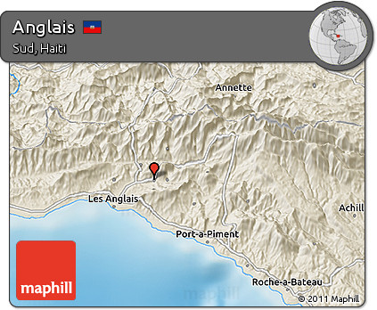 Shaded Relief 3D Map of Anglais