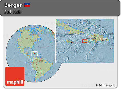 Savanna Style Location Map of Berger, hill shading