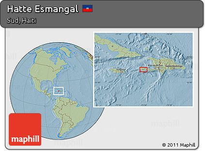 Savanna Style Location Map of Hatte Esmangal, hill shading