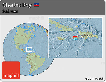 Savanna Style Location Map of Charles Roy, hill shading