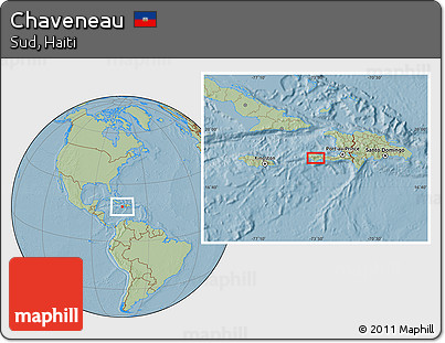 Savanna Style Location Map of Chaveneau, hill shading