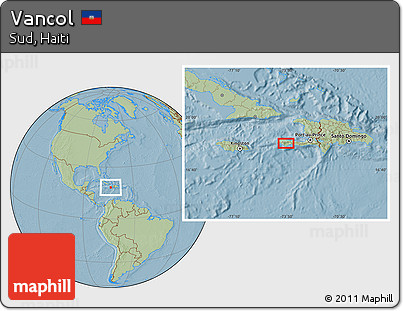 Savanna Style Location Map of Vancol, hill shading