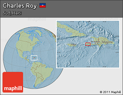 Savanna Style Location Map of Charles Roy, hill shading