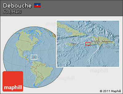 Savanna Style Location Map of Debouche, hill shading