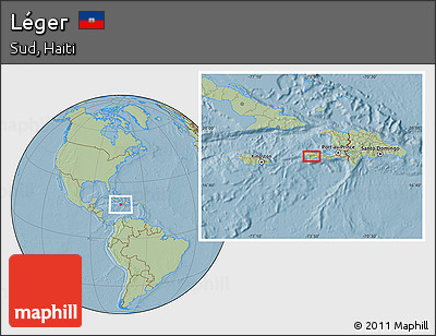 Savanna Style Location Map of Léger, hill shading