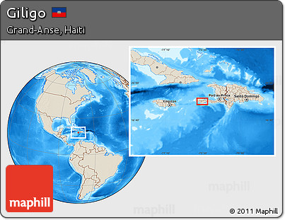 Shaded Relief Location Map of Giligo