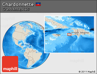 Shaded Relief Location Map of Chardonnette