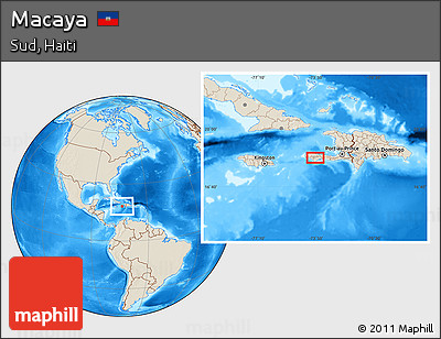 Shaded Relief Location Map of Macaya