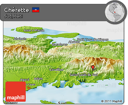 Physical Panoramic Map of Chérette