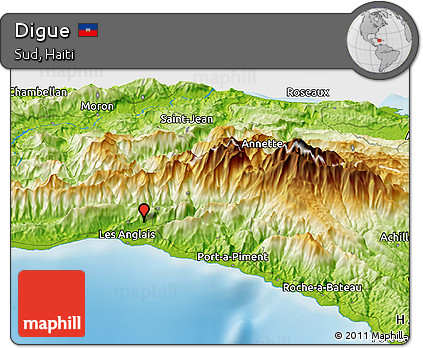 Physical Panoramic Map of Digue
