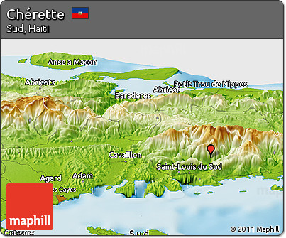 Physical Panoramic Map of Chérette
