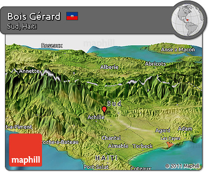 Satellite Panoramic Map of Bois Gérard