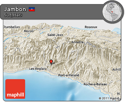 Shaded Relief Panoramic Map of Jambon