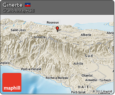 Shaded Relief Panoramic Map of Ginerte