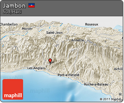Shaded Relief Panoramic Map of Jambon