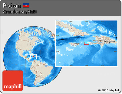 Shaded Relief Location Map of Poban