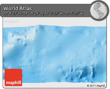 Physical 3D Map of the Area around 18° 21' 26" N, 75° 34' 29" W