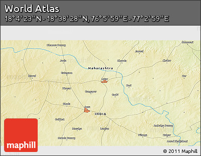 Physical 3D Map of the Area around 18° 21' 26" N, 76° 34' 29" E