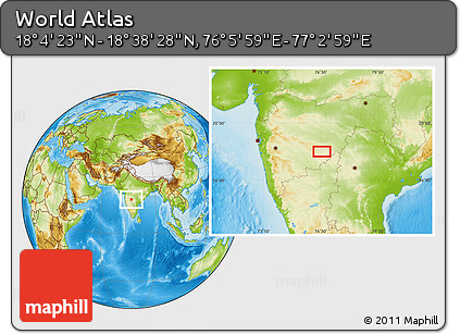 Physical Location Map of the Area around 18° 21' 26" N, 76° 34' 29" E
