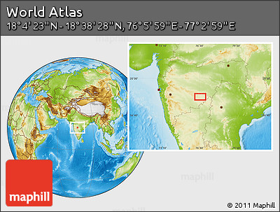 Physical Location Map of the Area around 18° 21' 26" N, 76° 34' 29" E