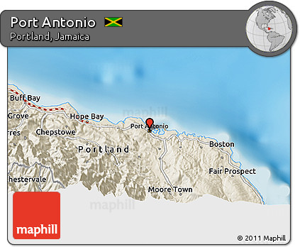 Shaded Relief 3D Map of Port Antonio