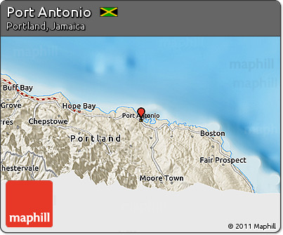 Shaded Relief 3D Map of Port Antonio