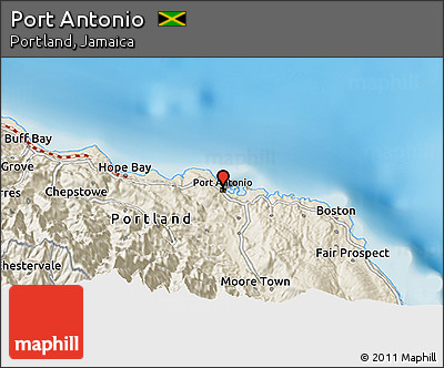 Shaded Relief 3D Map of Port Antonio