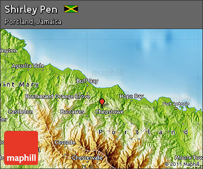 Physical Map of Shirley Pen