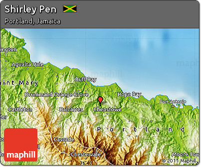 Physical Map of Shirley Pen