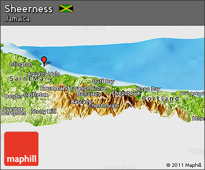 Physical Panoramic Map of Sheerness