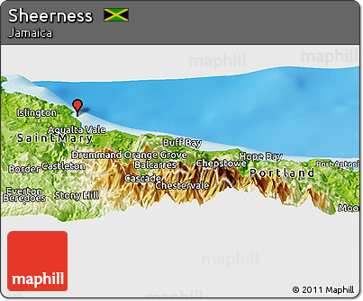 Physical Panoramic Map of Sheerness