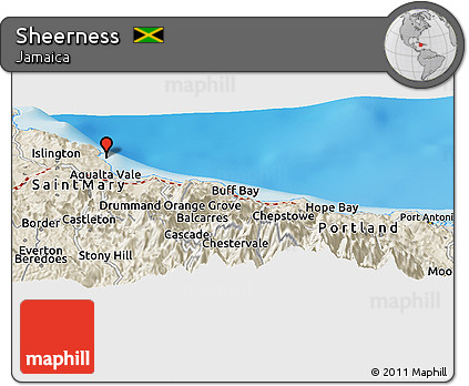 Shaded Relief Panoramic Map of Sheerness