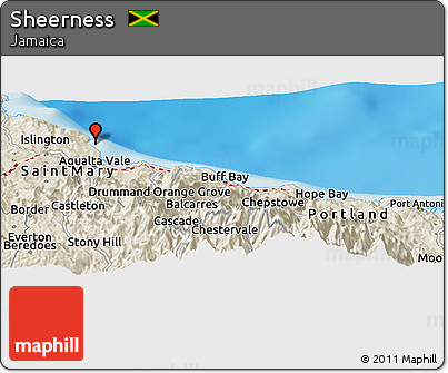 Shaded Relief Panoramic Map of Sheerness